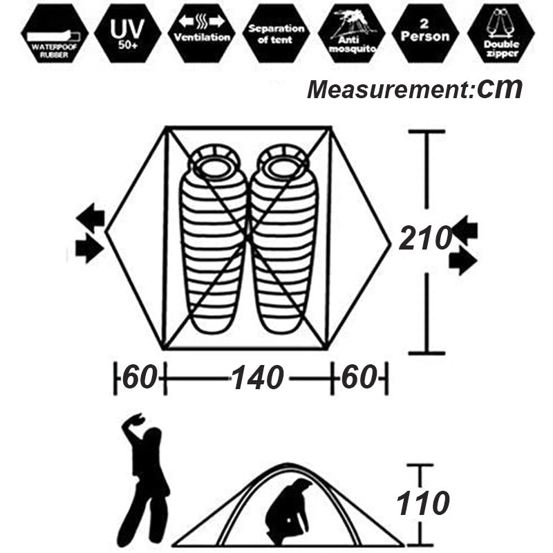 Cheap Goat Tents 3 Season Camping Tent 2 3 Person Lightweight Backpacking Windproof Two Doors Double Layer  Aluminum Rods Outdoor Family Travel   